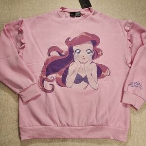 Cakeworthy Disney Princess Anime Ariel Sweatshirt Crewneck Pullover Womens L NEW